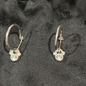 Disney Silver Hoop Earrings with Crystal Accents